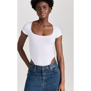 Re/Done & Pam Square Neck Bodysuit in White M